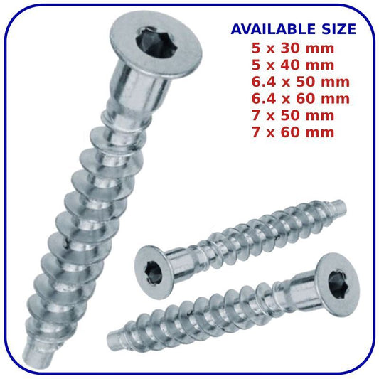 7 mm Furniture Screws Confirmat Wood Screw Hex Socket Flat Head Zinc Plated