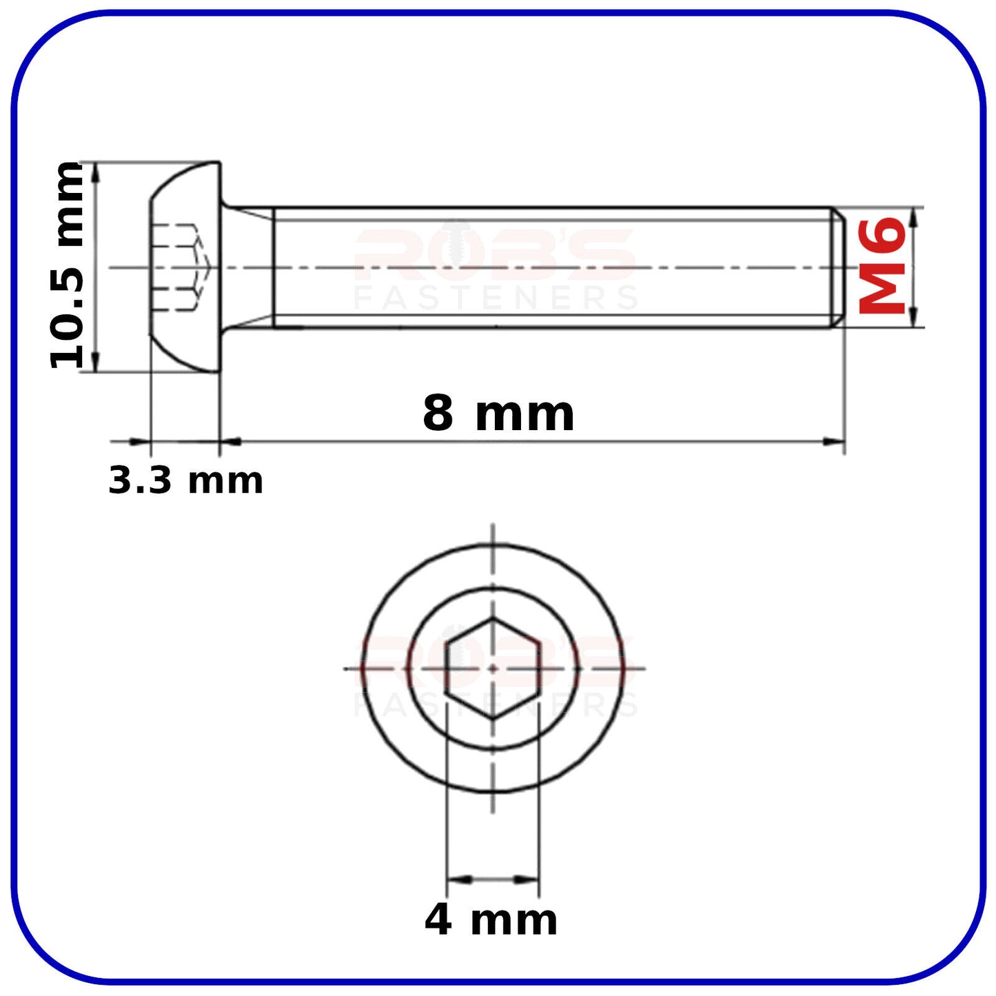 Button Head Allen Bolts M6 (ø 6mm) Machine Screws Black High Tensile 10.9 Screw