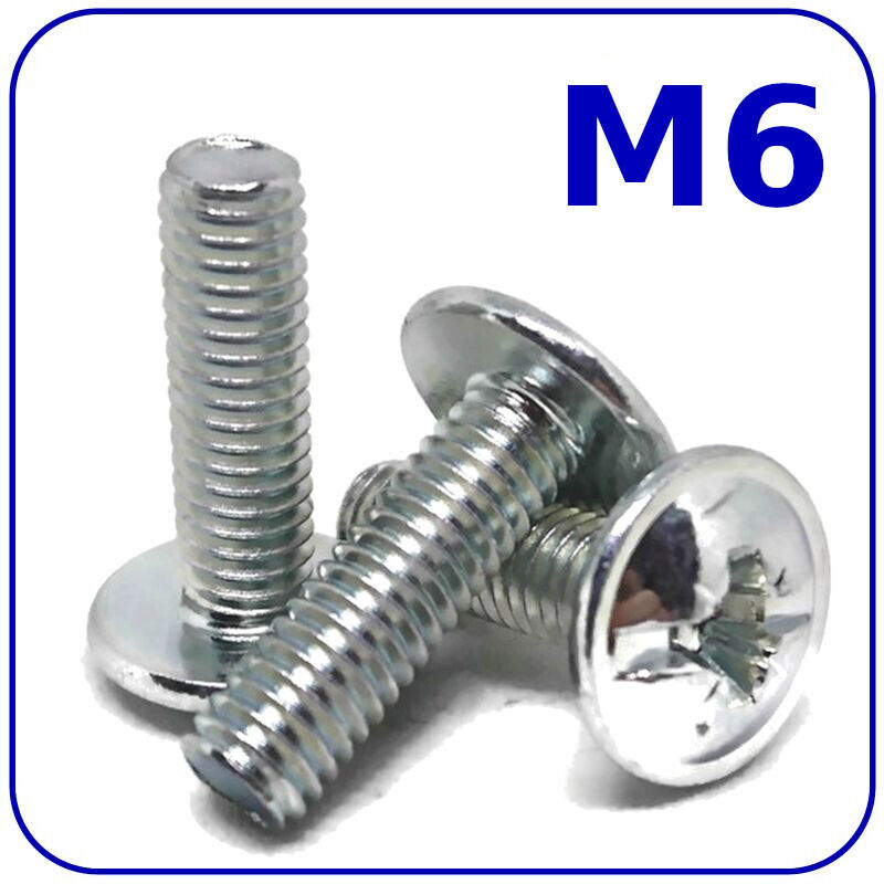 Machine Screws M6 6mm Flange Button Head Pozi Drive Zinc Plated Metric DIN 967