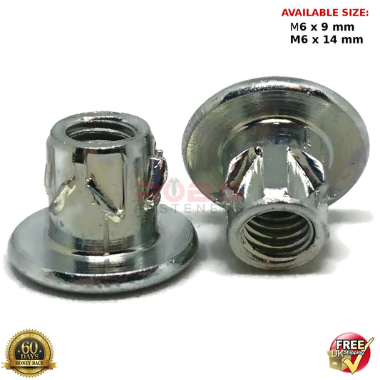 M6 WOOD KNOCK IN INSERT WITH BARB FURNITURE FIXING SCREWS NUTS METRIC THREAD 6mm