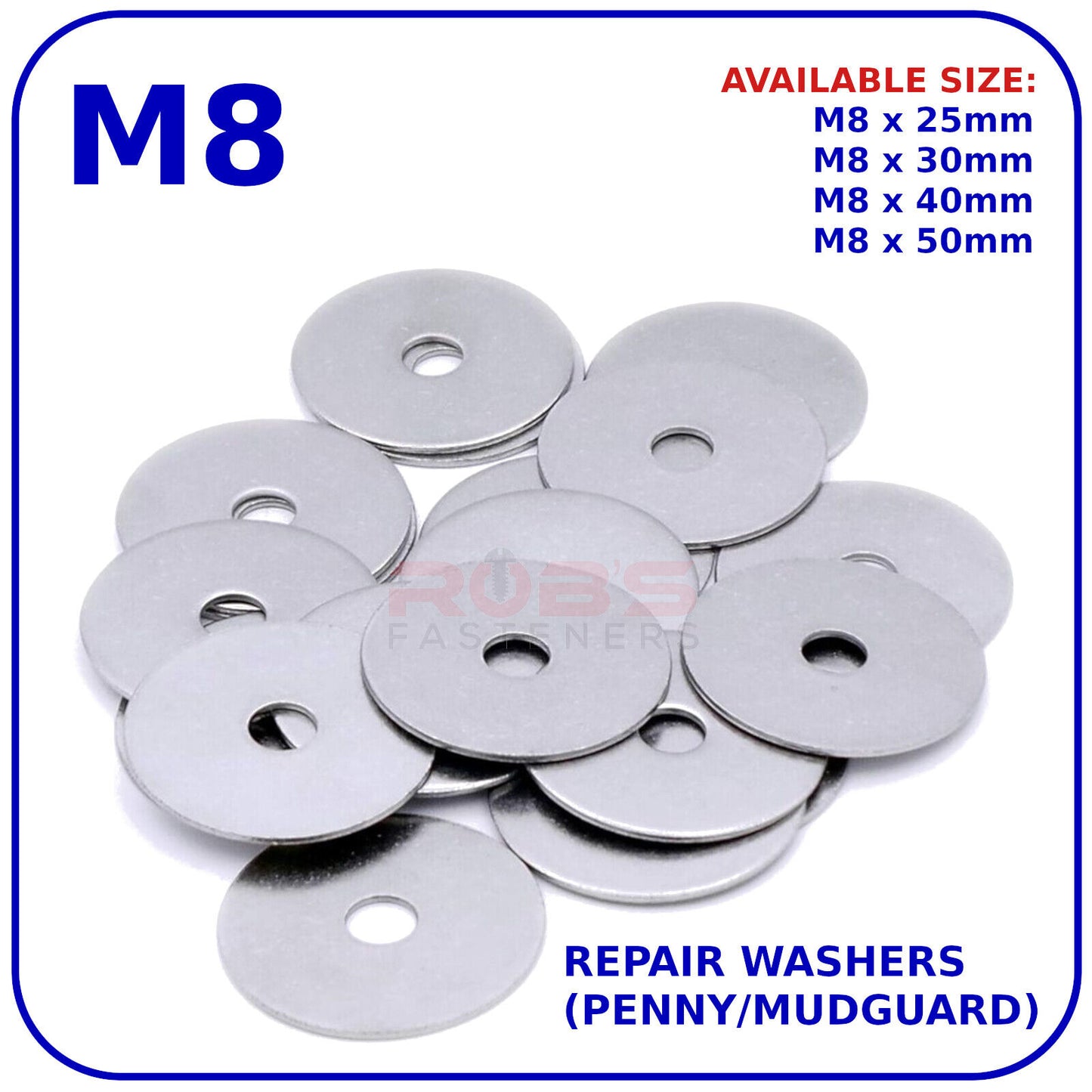 M8 REPAIR WASHERS PENNY MUDGUARD LARGE WIDE ZINC PLATED