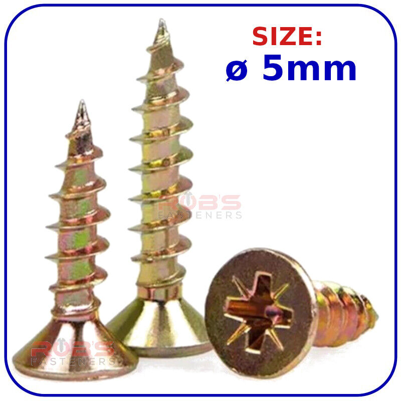 WOOD SCREWS 5 mm COUNTERSUNK POZI CHIPBOARD MULTI PURPOSE SELF TAPPING