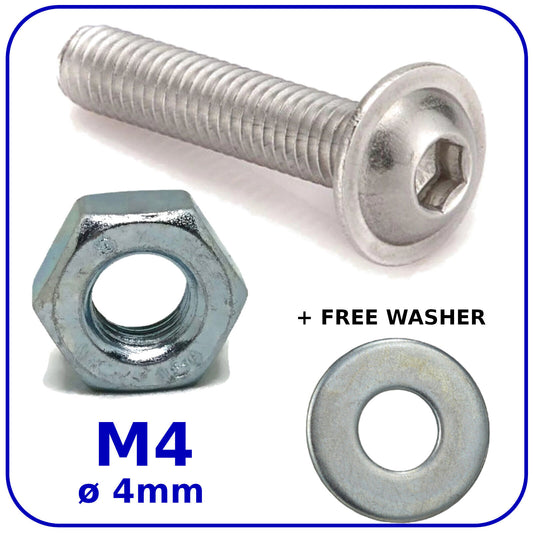 M4 (ø 4mm) MACHINE SCREWS AND NUTS BOLTS FLANGED SOCKET HEAD