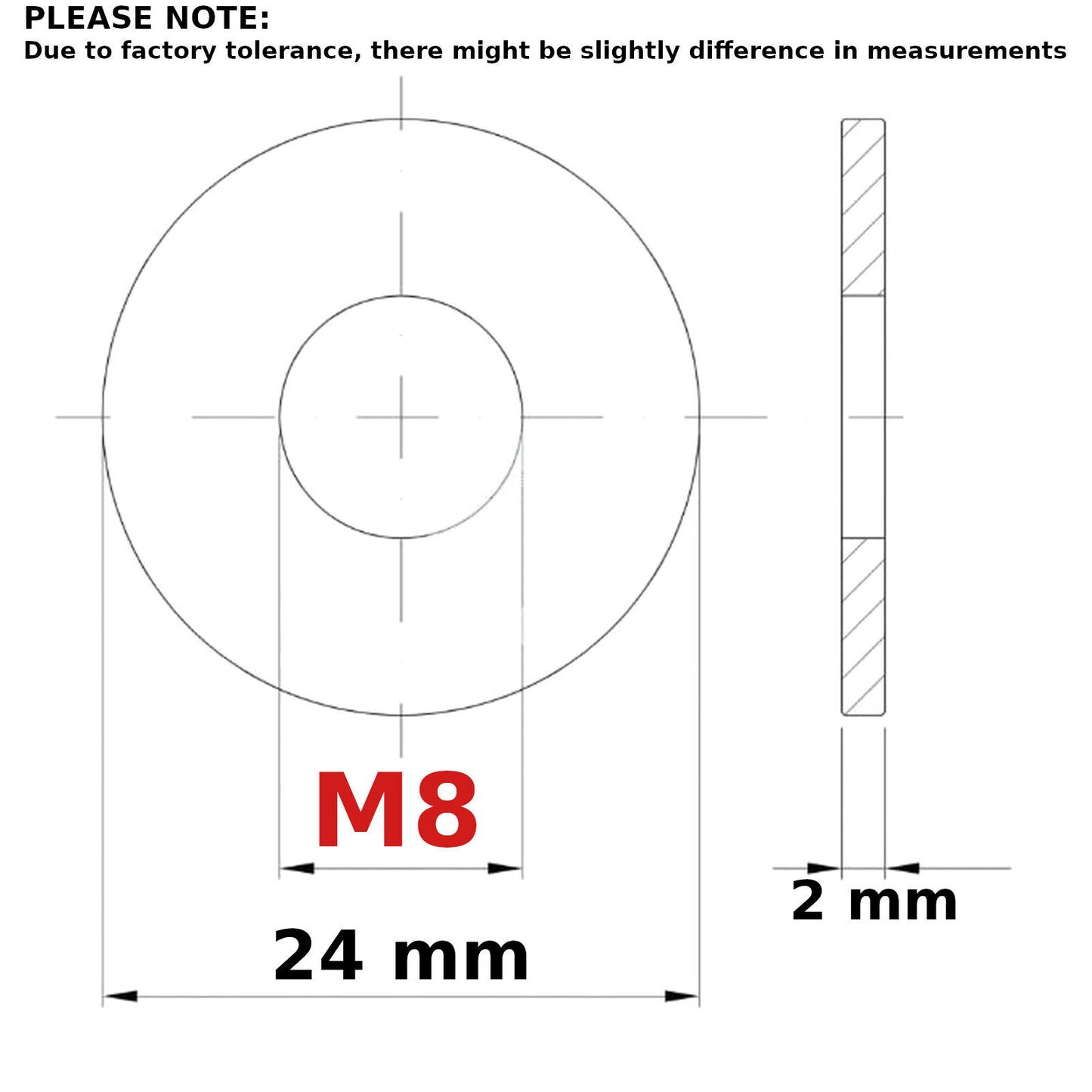 M8 (8mm) FORM G WASHERS LARGE FLAT WIDE THICK BRIGHT ZINC PLATED METRIC DIN 9021