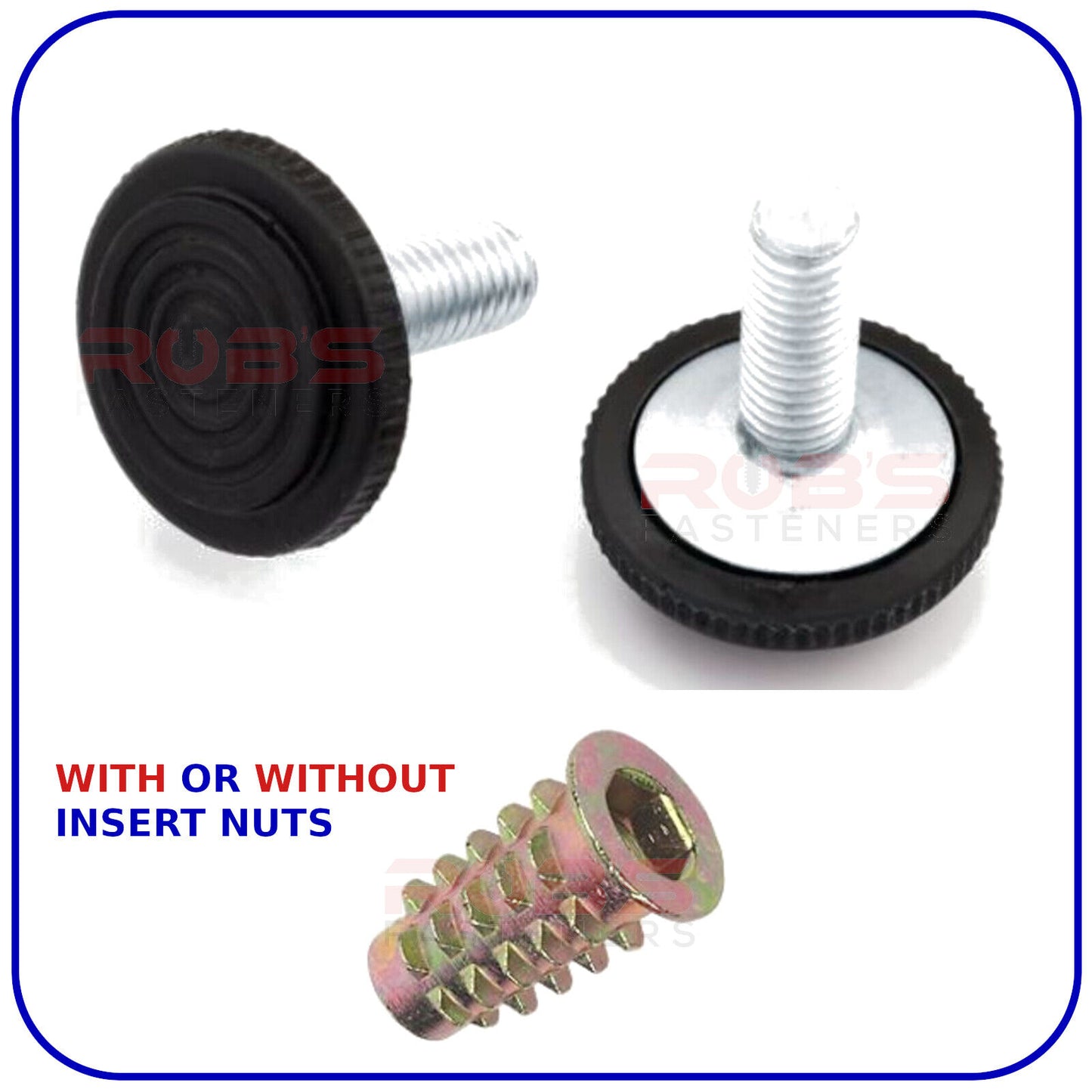 ADJUSTABLE FURNITURE FEET M6 M8 M10 SCREW LEVELING FOOT WITH OR WITHOUT INSERT