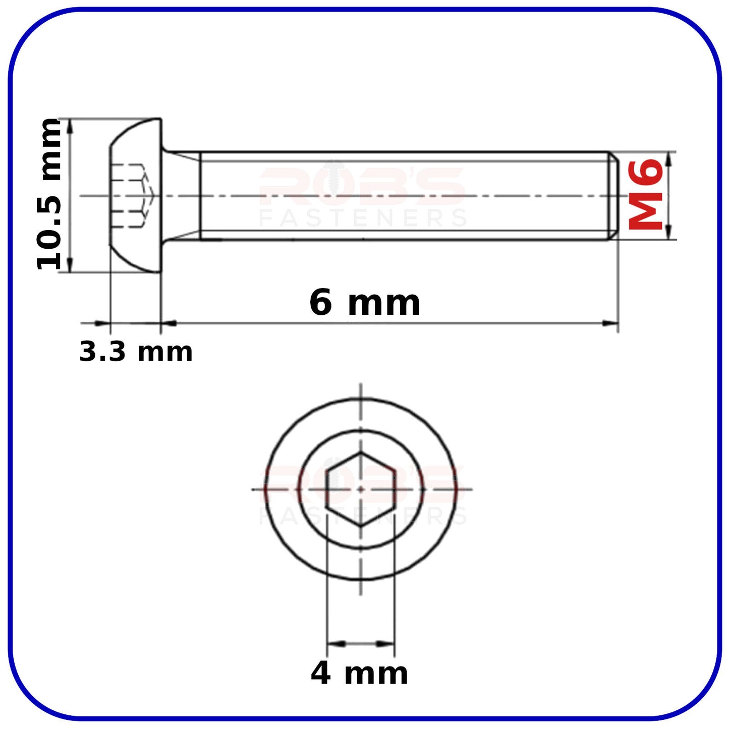 Button Head Allen Bolts M6 (ø 6mm) Machine Screws Black High Tensile 10.9 Screw