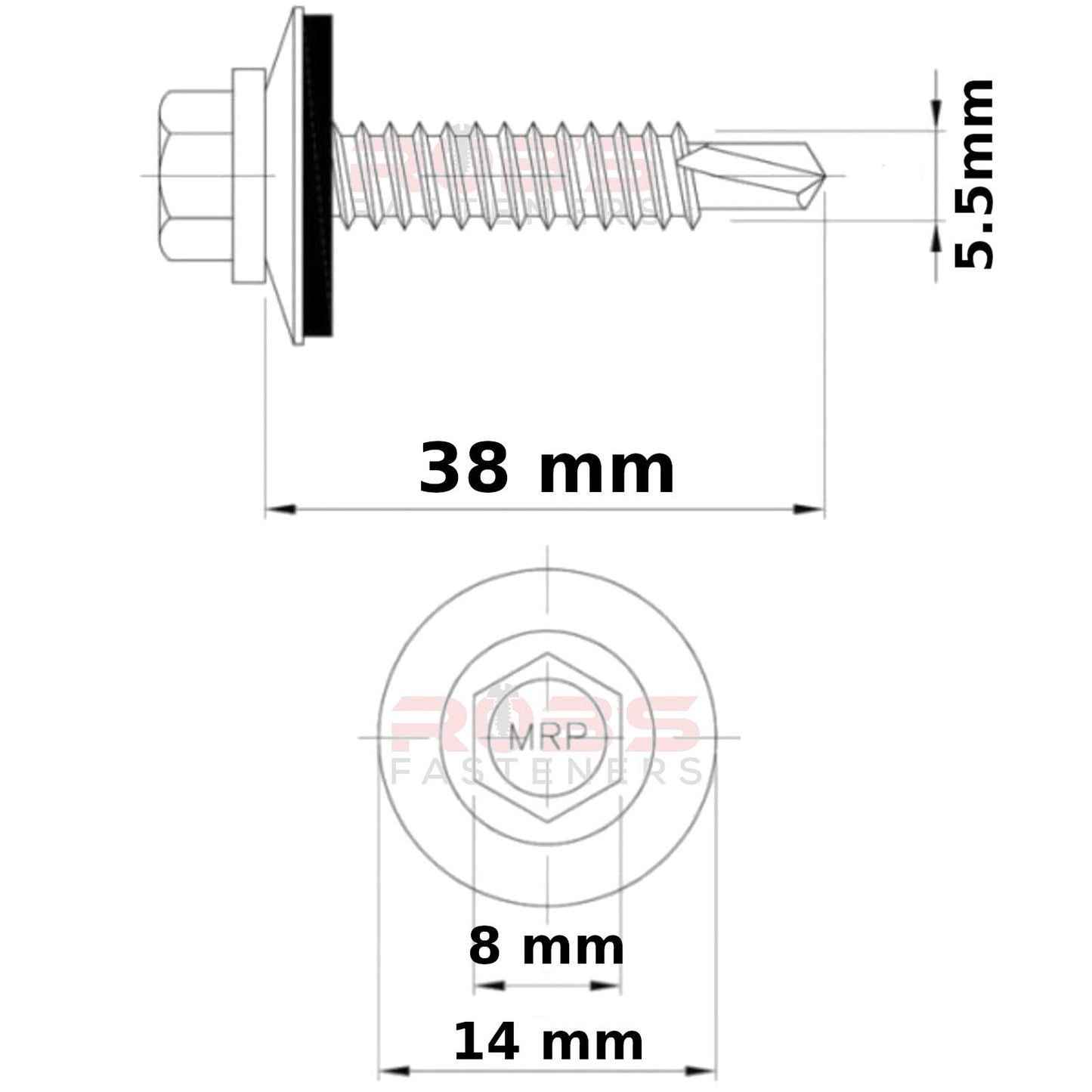 SELF DRILLING ROOFING SCREWS WITH EPDM WASHER BRIGHT ZINC PLATED BZP
