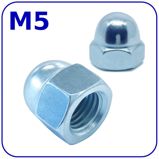 M5 Dome Acorn Cap Nuts Zinc Plated Steel DIN 1587 1.5mm Pitch