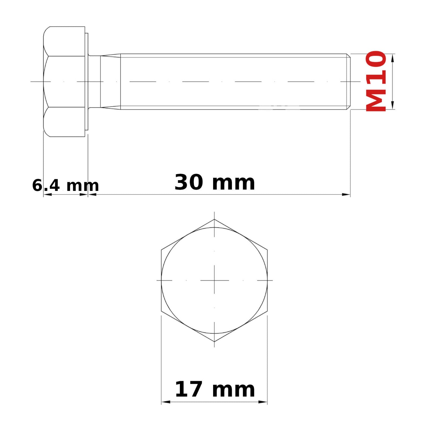 M10 (ø 10mm) HEX HEAD SETSCREWS FULLY THREADED DIN 933