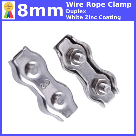 8mm DUPLEX WIRE ROPE FITTINGS CABLE CLAMP CLIPS GRIPS CLAMPS CLIP ZINC COATING