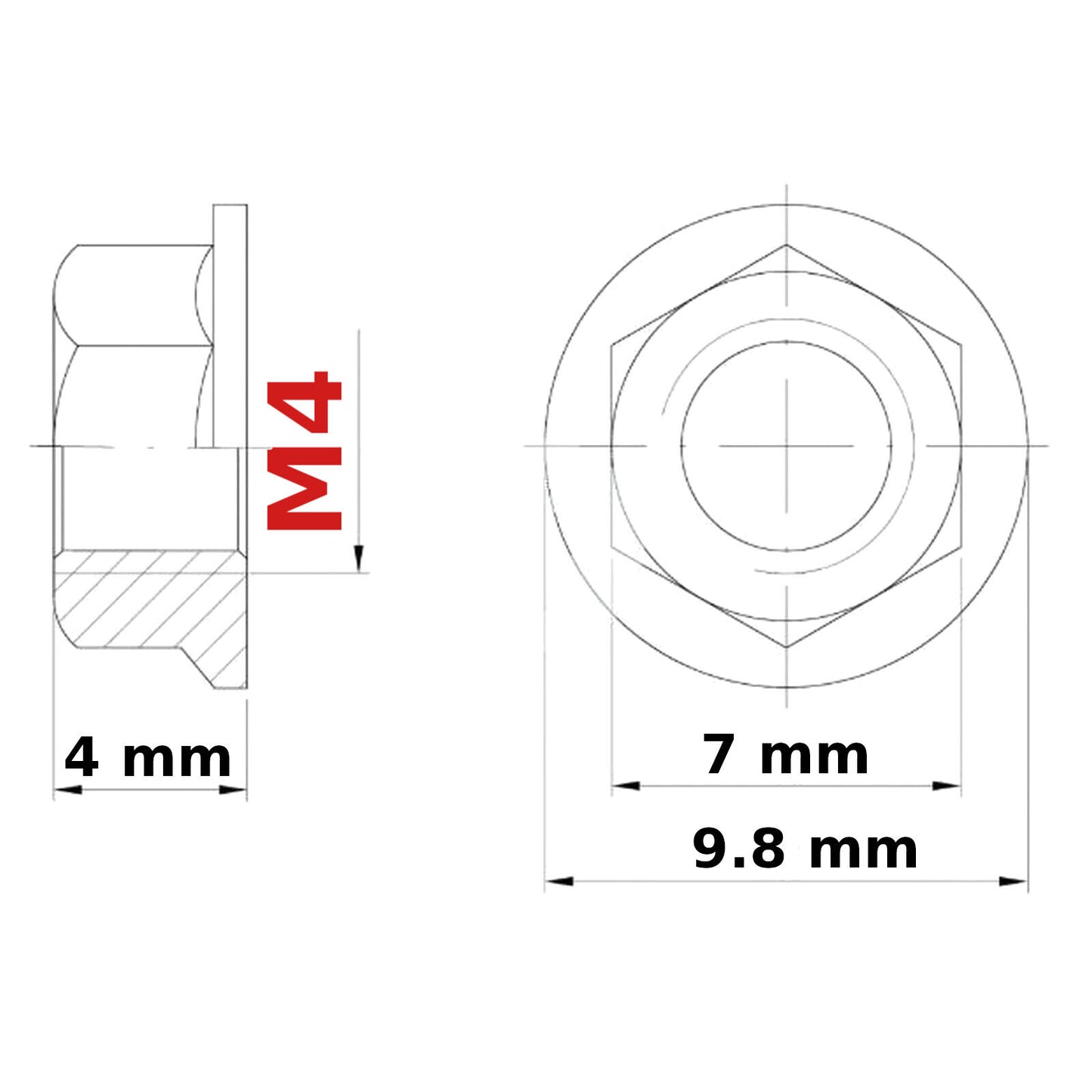 M4 (4mm) NUTS FLANGE DIN 6923