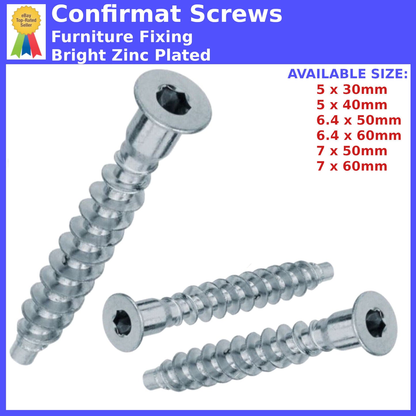 FURNITURE SCREWS FIXING CONFIRMAT 5mm 6.4mm 7mm FLAT PACK FITTING WOOD CHIPBOARD