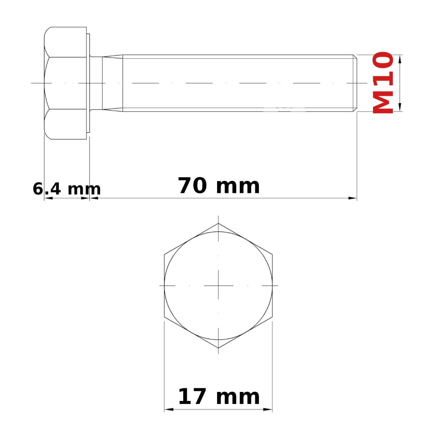 M10 (ø 10mm) HEX HEAD SETSCREWS FULLY THREADED DIN 933