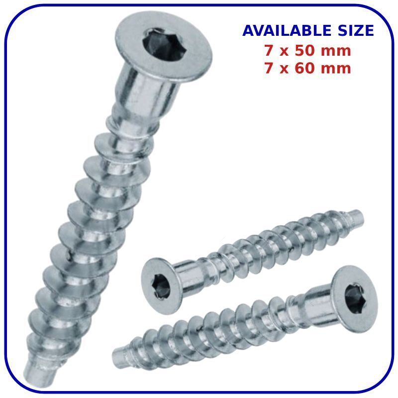 7 mm Furniture Screws Confirmat Wood Screw Hex Socket Flat Head Zinc Plated