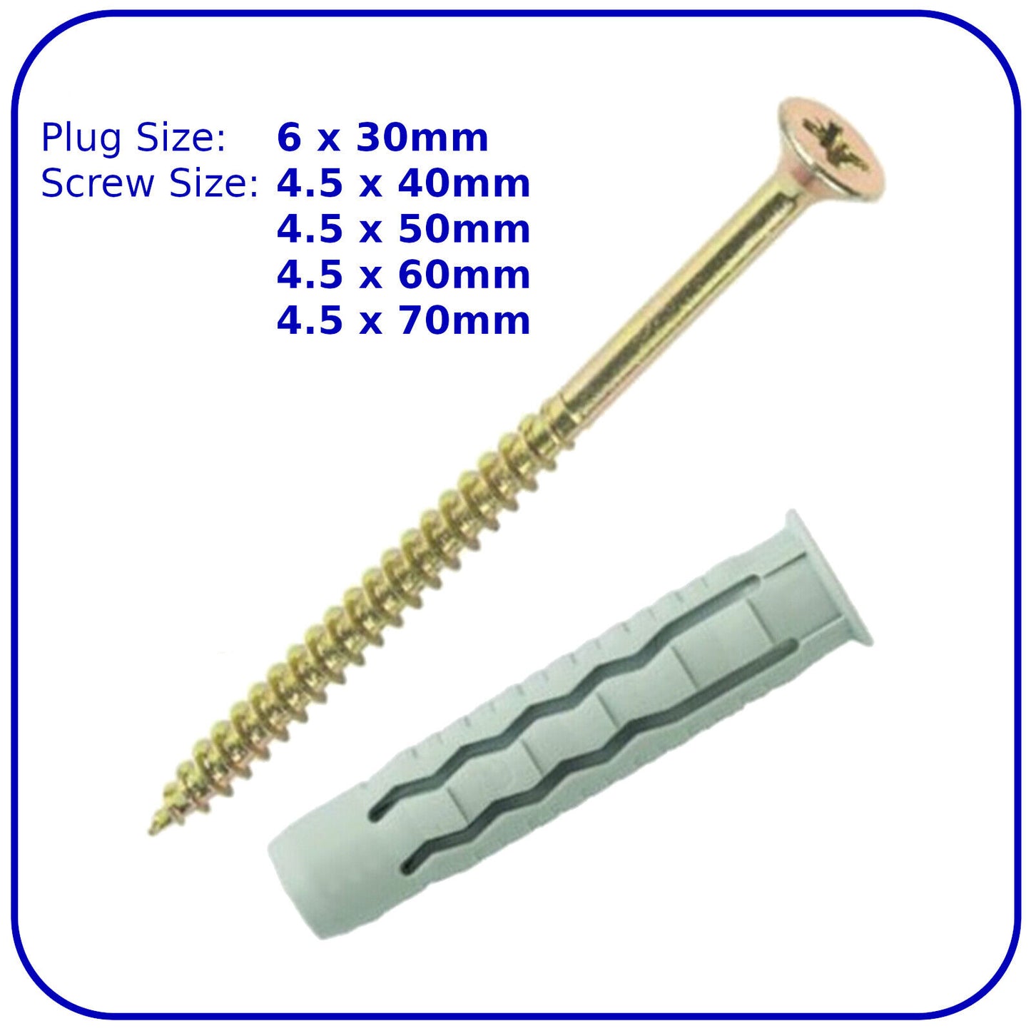 ø 6mm WALL PLUGS AND SCREWS BRICK STONE CONCRETE NYLON UNIVERSAL PLASTIC FIXING