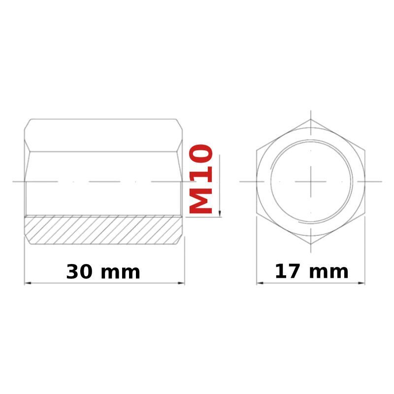 M10 (Length 30 mm) NUTS LONG DIN 6334