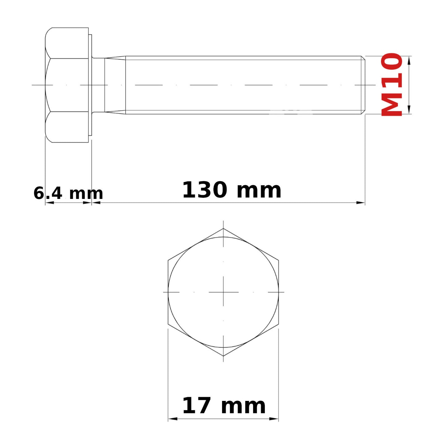 M10 (ø 10mm) HEX HEAD SETSCREWS FULLY THREADED DIN 933