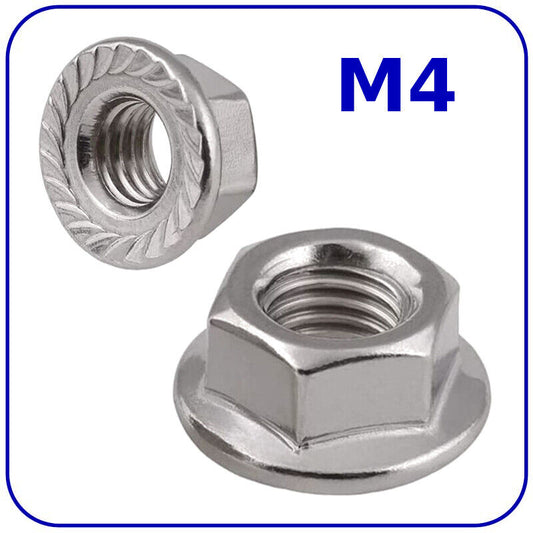 M4 (4mm) NUTS FLANGE SERRATED DIN 6923