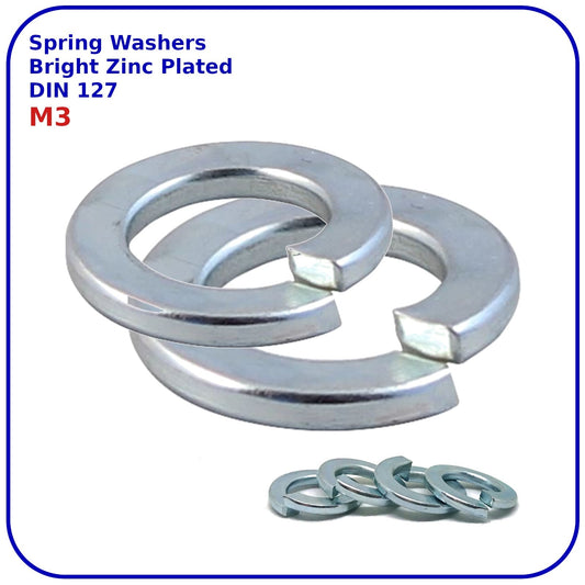 M3 Spring Washers Rectangular Lock Zinc Plated DIN 127