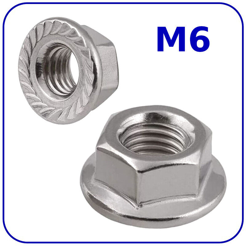 M6 (6mm) NUTS FLANGE SERRATED DIN 6923