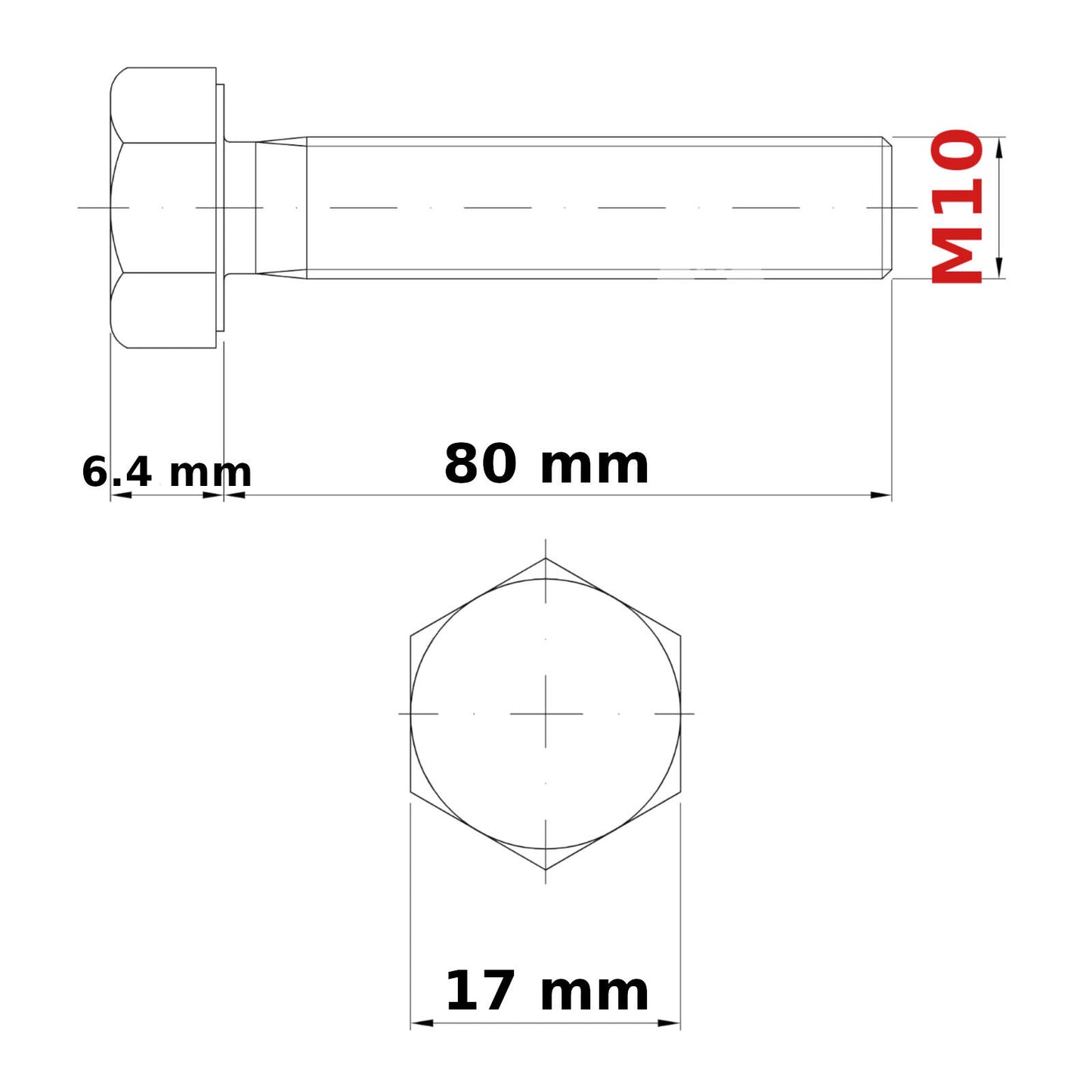 M10 (ø 10mm) HEX HEAD SETSCREWS FULLY THREADED DIN 933