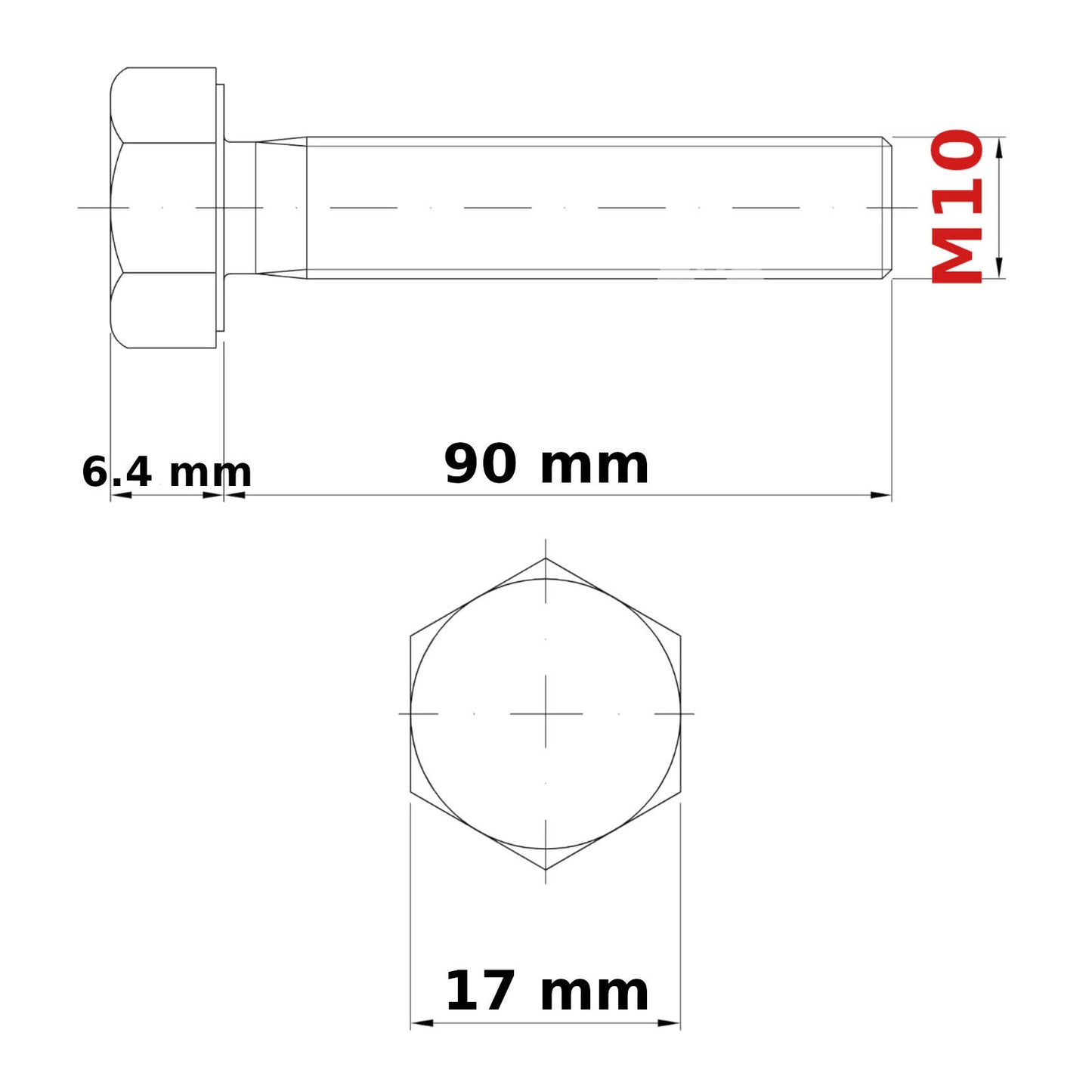 M10 (ø 10mm) HEX HEAD SETSCREWS FULLY THREADED DIN 933