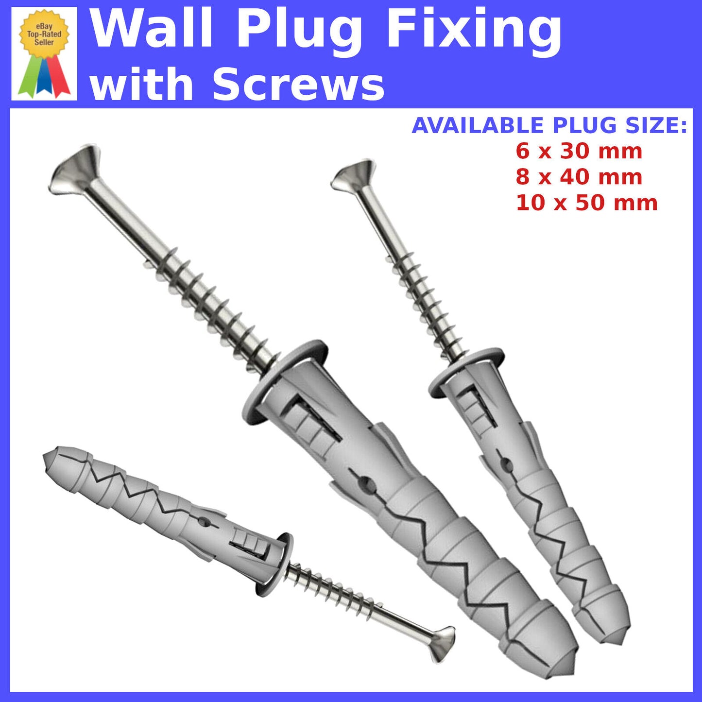 WALL PLUGS FIXING WITH SCREWS BRICK STONE CONCRETE NYLON UNIVERSAL PLASTIC