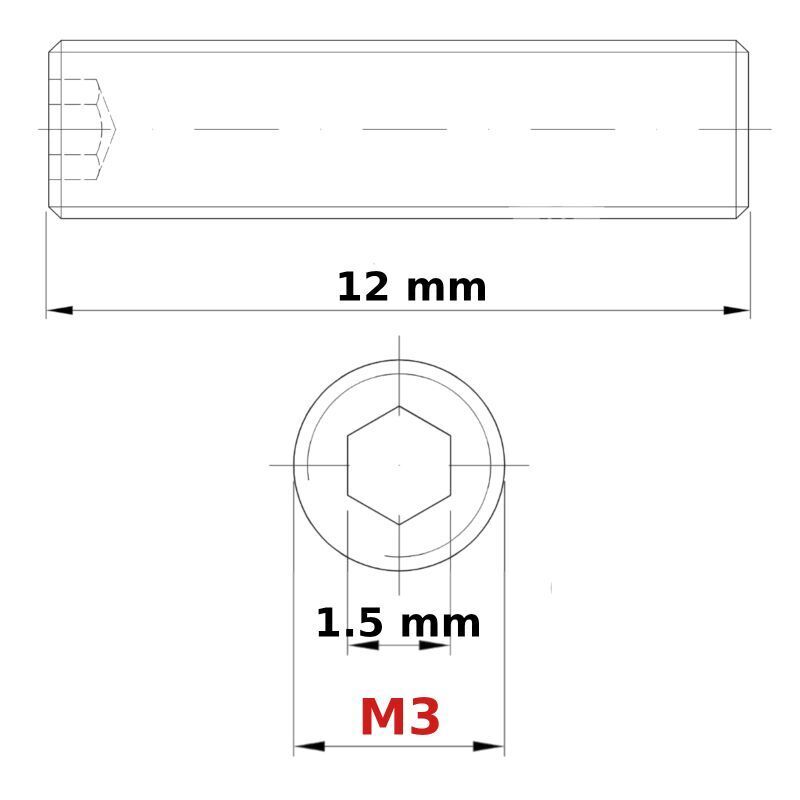 M3 (ø 3mm) SOCKET GRUB SCREWS FLAT END BLACK DIN 913