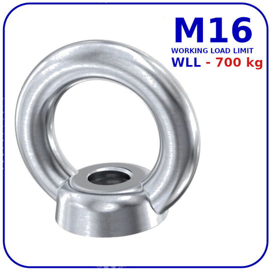 Eye Nuts M16 16mm Lifting Nut Zinc Plated Steel Working Load 700 kg DIN 582