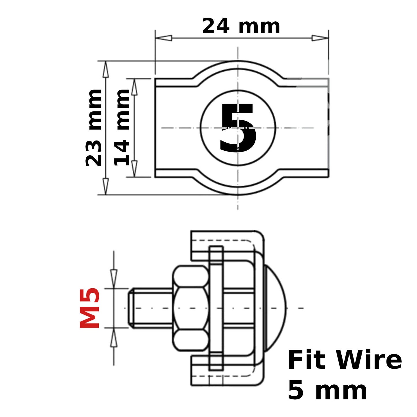 5mm SIMPLEX WIRE ROPE CABLE CLAMP CLIPS GRIPS WHITE ZINC COATING CLAMPS GRIP