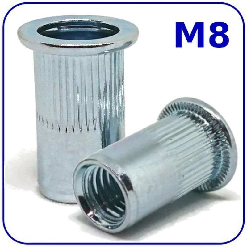M8 Rivnuts Steel Knurled