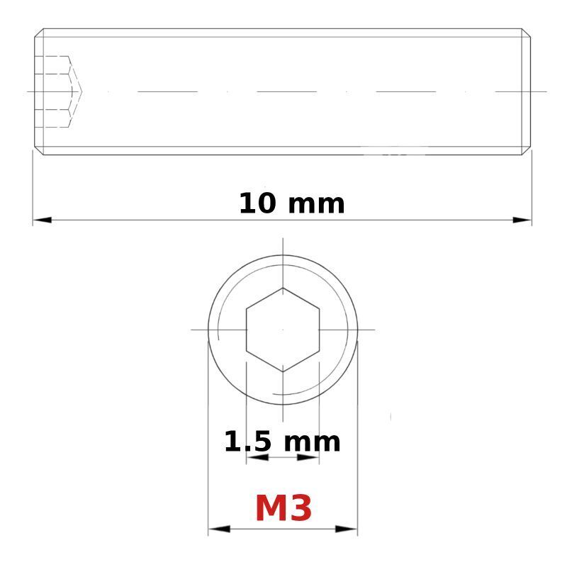 M3 (ø 3mm) SOCKET GRUB SCREWS FLAT END BLACK DIN 913