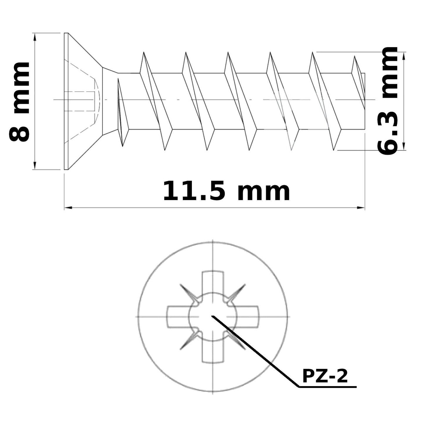 6.3 mm FURNITURE SCREWS MOUNTING DRAW RUNNERS HINGES PZDRIV FLAT HEAD EURO SCREW