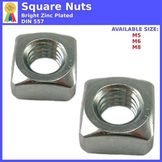 SQUARE NUTS M5 M6 M8 NUT METRIC THREAD BRIGHT ZINC PLATED DIN 567