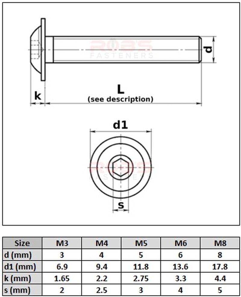 M5 (ø 5mm) MACHINE SCREWS AND NUTS BOLTS FLANGED SOCKET HEAD