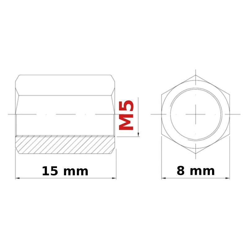 M5 (Length 15 mm) NUTS LONG DIN 6334