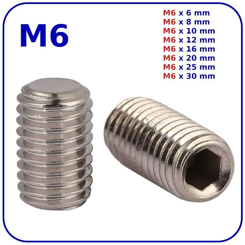 M6 (ø 6mm) SOCKET GRUB SCREWS FLAT END ZINC DIN 913