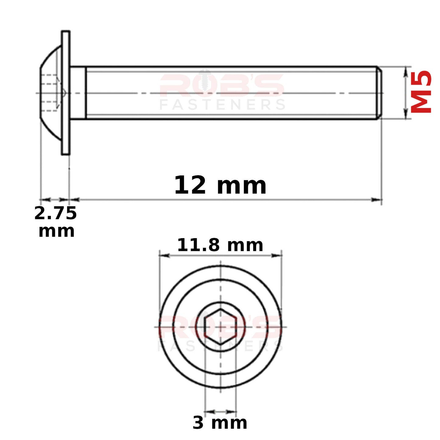 M5 MACHINE SCREWS FLANGED BUTTON SOCKET HEAD ZINC PLATED