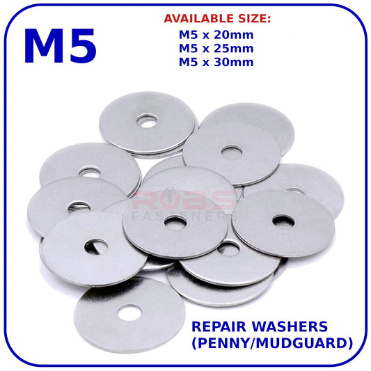 M5 REPAIR WASHERS PENNY MUDGUARD LARGE WIDE ZINC PLATED