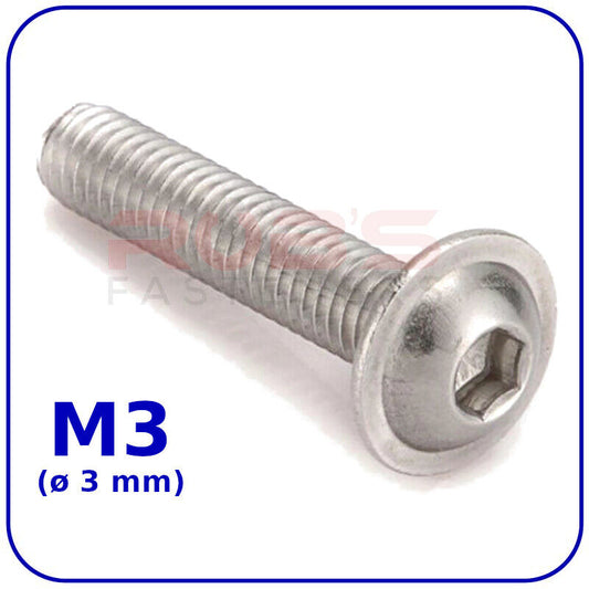 M3 MACHINE SCREWS FLANGED BUTTON SOCKET HEAD ZINC PLATED
