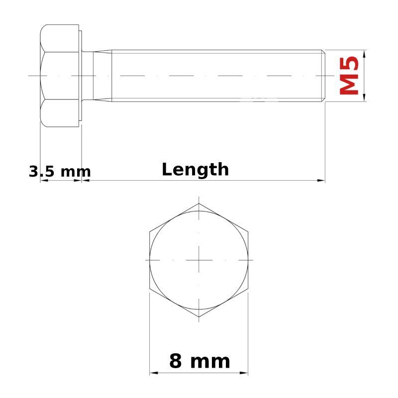 M5 (ø 5mm) SETSCREWS FULLY THREADED + NUTS & FREE WASHERS