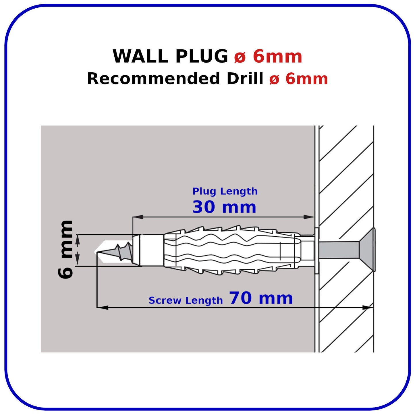 ø 6mm WALL PLUGS AND SCREWS BRICK STONE CONCRETE NYLON UNIVERSAL PLASTIC FIXING