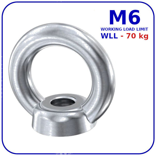 Eye Nuts M6 6mm Lifting Nut Zinc Plated Steel Working Load 70 kg Metric DIN 582
