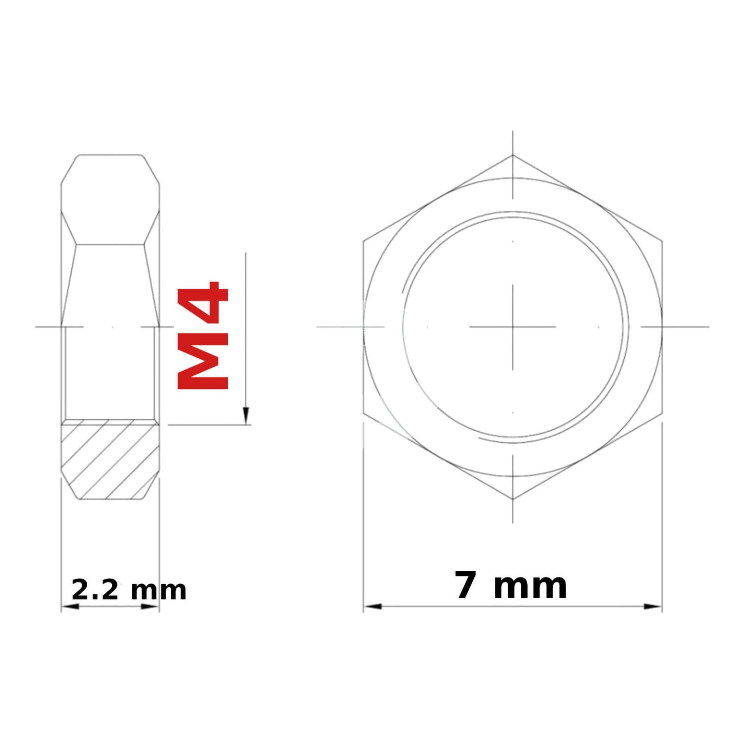 M4 (4mm) NUTS HALF DIN 439