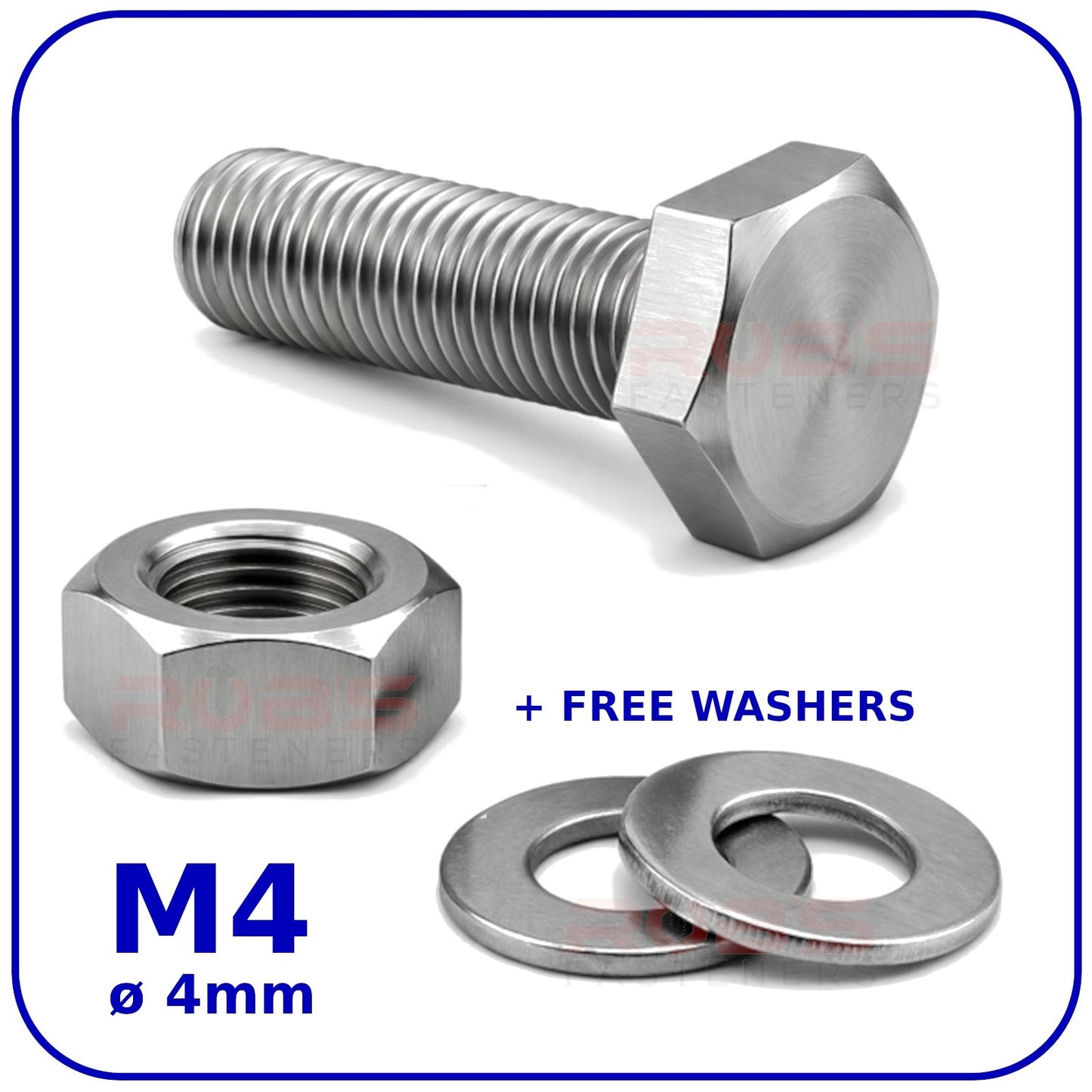 M4 Hex Head Set Screws Bolts Nuts and Washers Zinc Plated Fully Threaded DIN 933