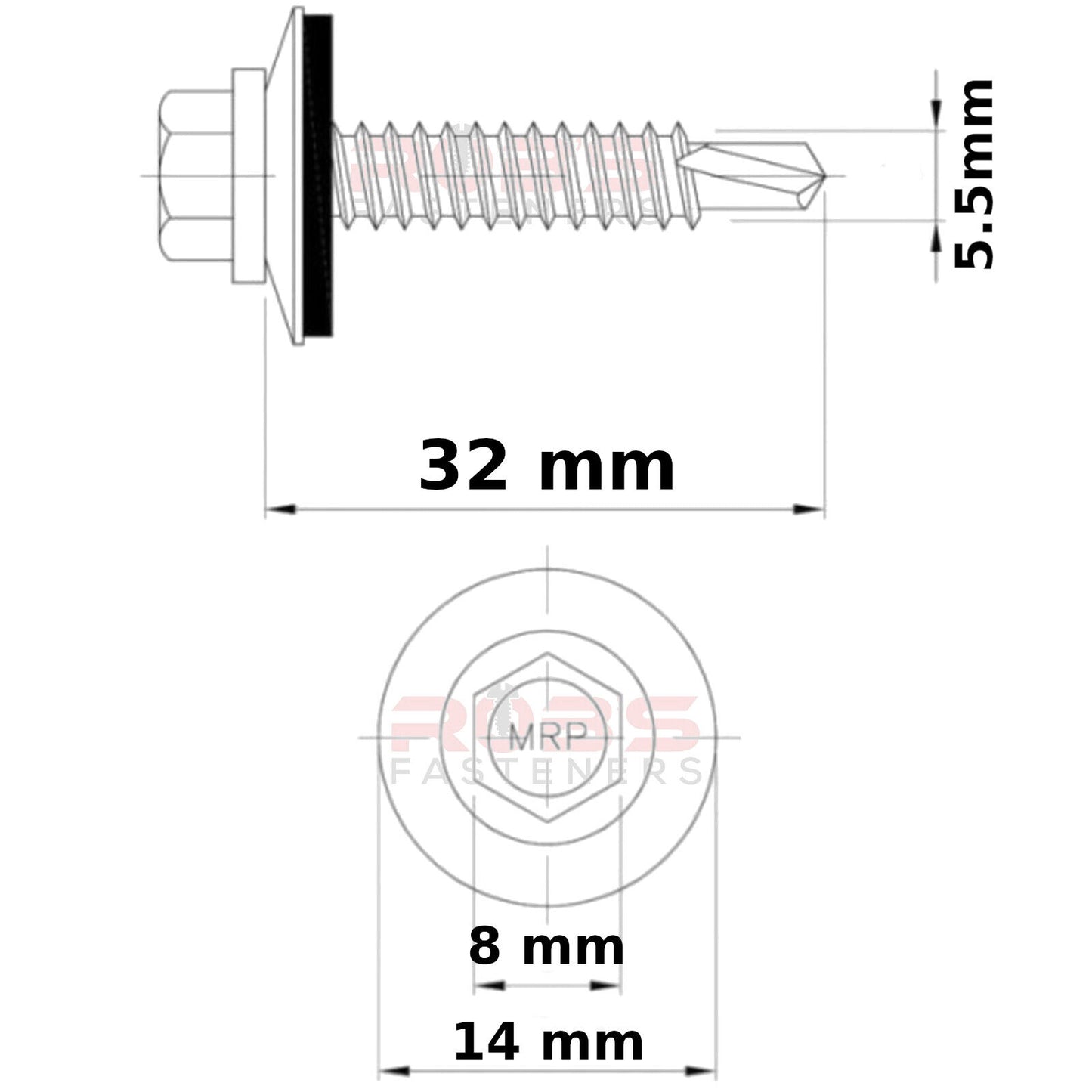 SELF DRILLING ROOFING SCREWS WITH EPDM WASHER BRIGHT ZINC PLATED BZP