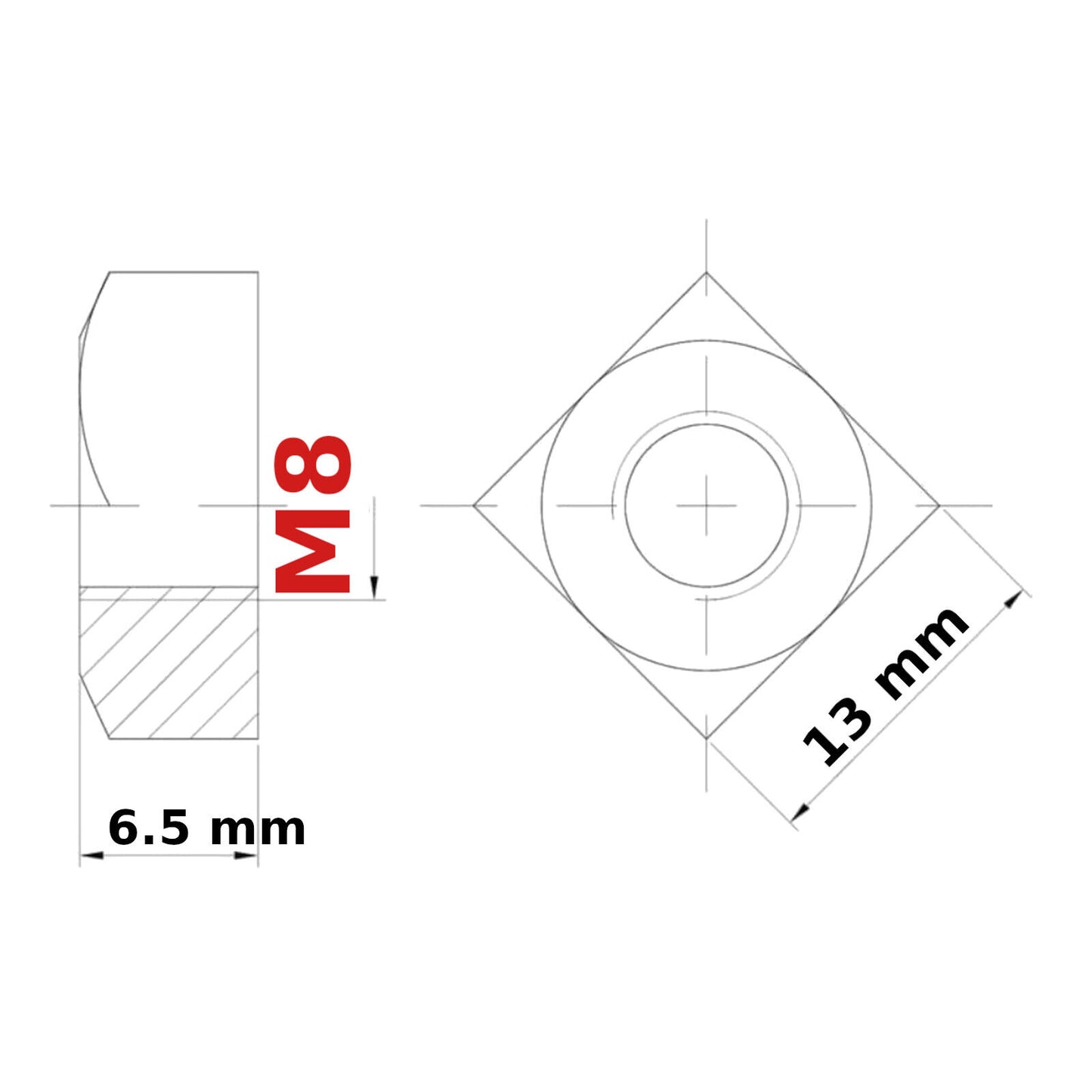 M8 8mm SQUARE NUTS NUT METRIC THREAD BRIGHT ZINC PLATED DIN 567
