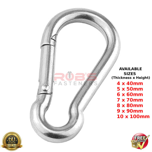 Carabiner Clip Snap Hook Spring Karabiner Clips Locking Carbin 4,5,6,7,8,9,10 mm