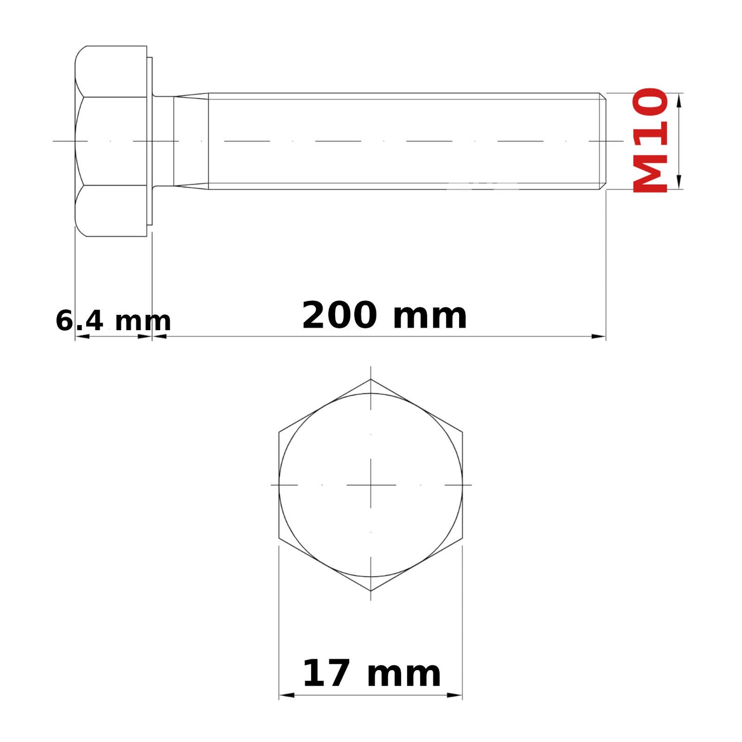 M10 (ø 10mm) HEX HEAD SETSCREWS FULLY THREADED DIN 933