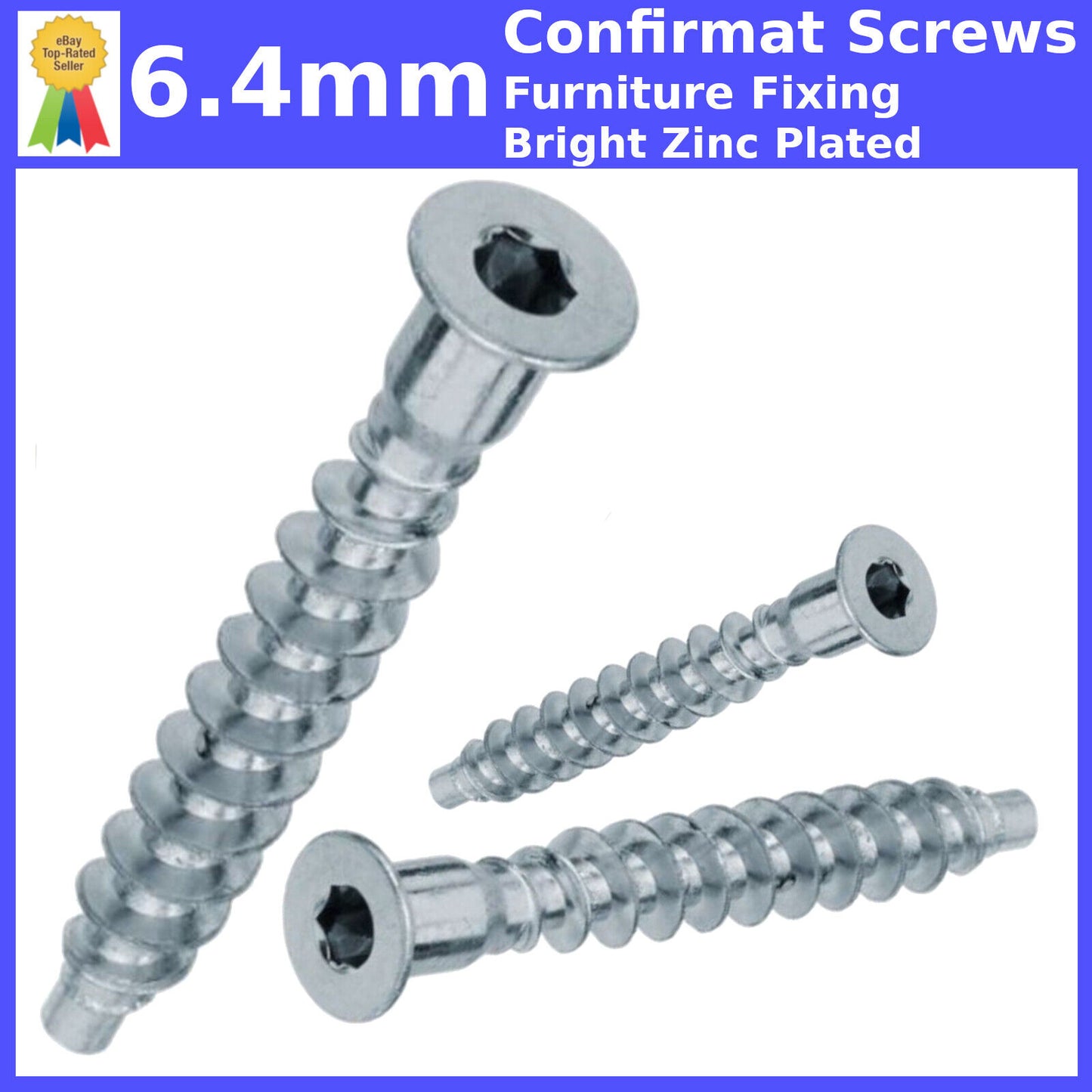 6.4 mm FURNITURE SCREWS CONFIRMAT FIXING FLAT HEAD FITTING WOOD CHIPBOARD SCREW
